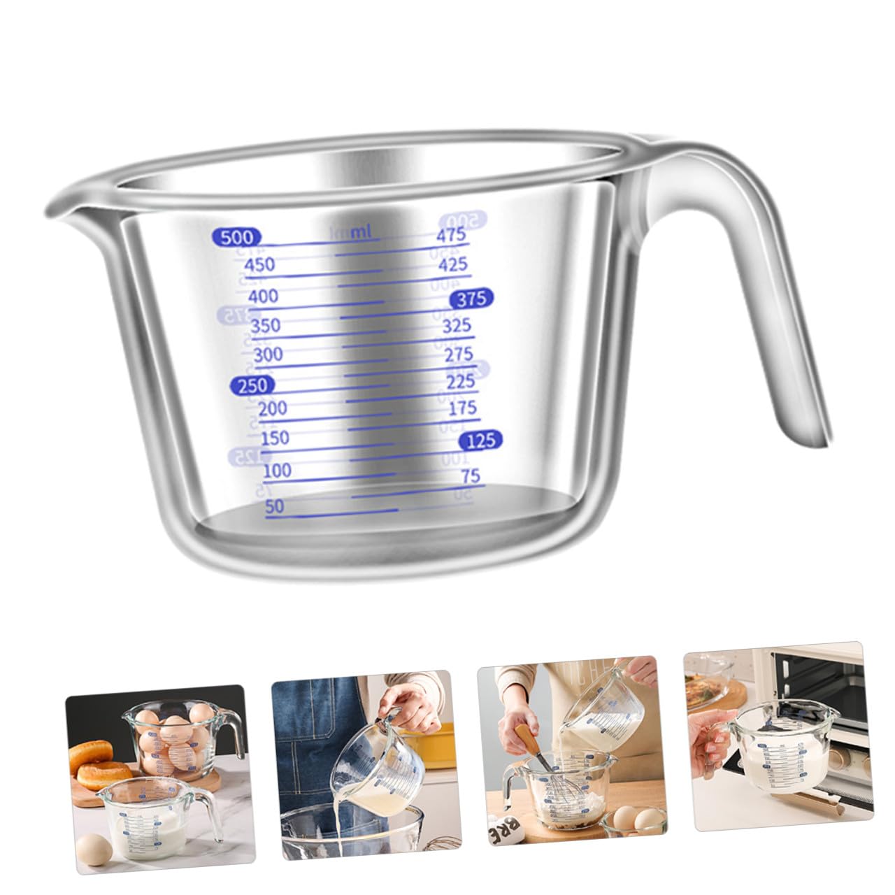 Misurino per Misurare Liquidi da 500ml in Vetro con Manico Isolante e Scala Graduata for Cucina and Preparazioni di Bevande Calde e Fredde