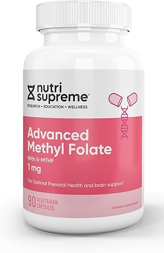 Nutri Supreme - Folato de metilo avanzado, folato altamente absorbiblemente activo, 1 mg, cápsulas vegetarianas fáciles de uno por día, 90 unidades