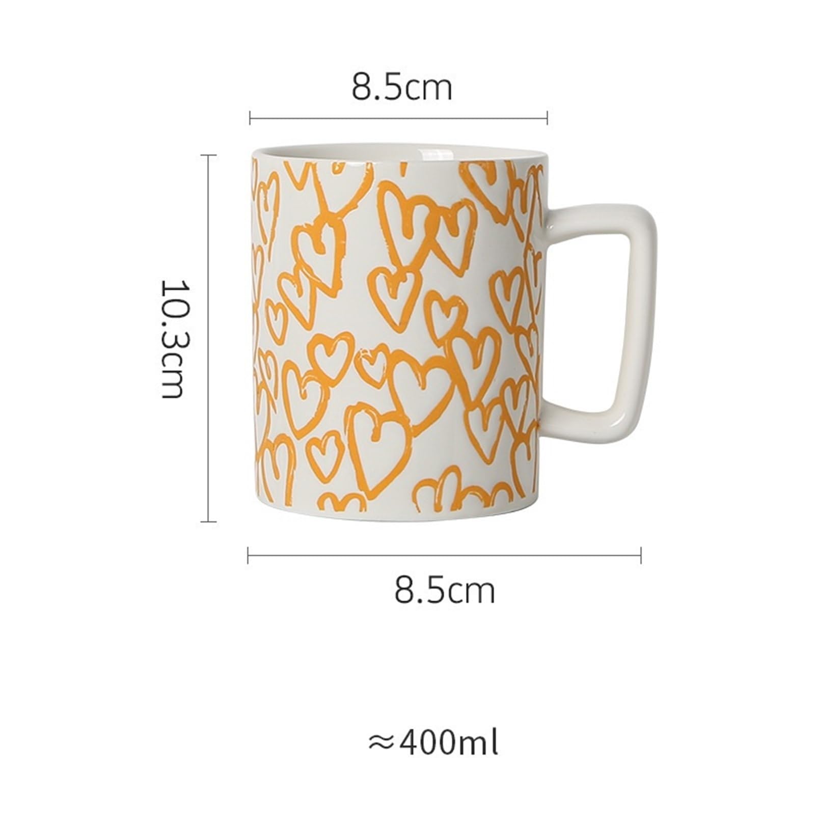 Taza de oficina Taza de café cerámica gran capacidad for desayuno avena, 400 ml(Yellow)