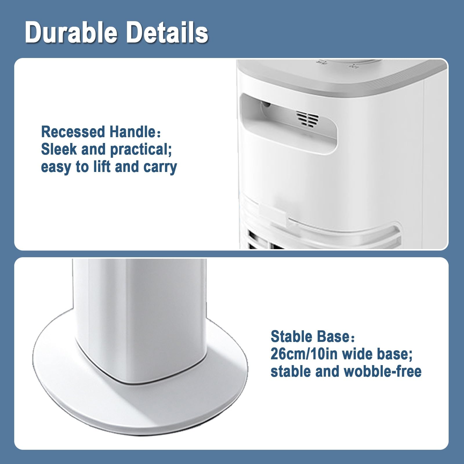 Ventilador Torre Silencioso, Ventilador Columna, 2 Salidas Orientables | Ventilador de Pie Torre, Altura 106cm, 3 Velocidades, Temporizador 2H, Diseño Delgado, Para Hogar