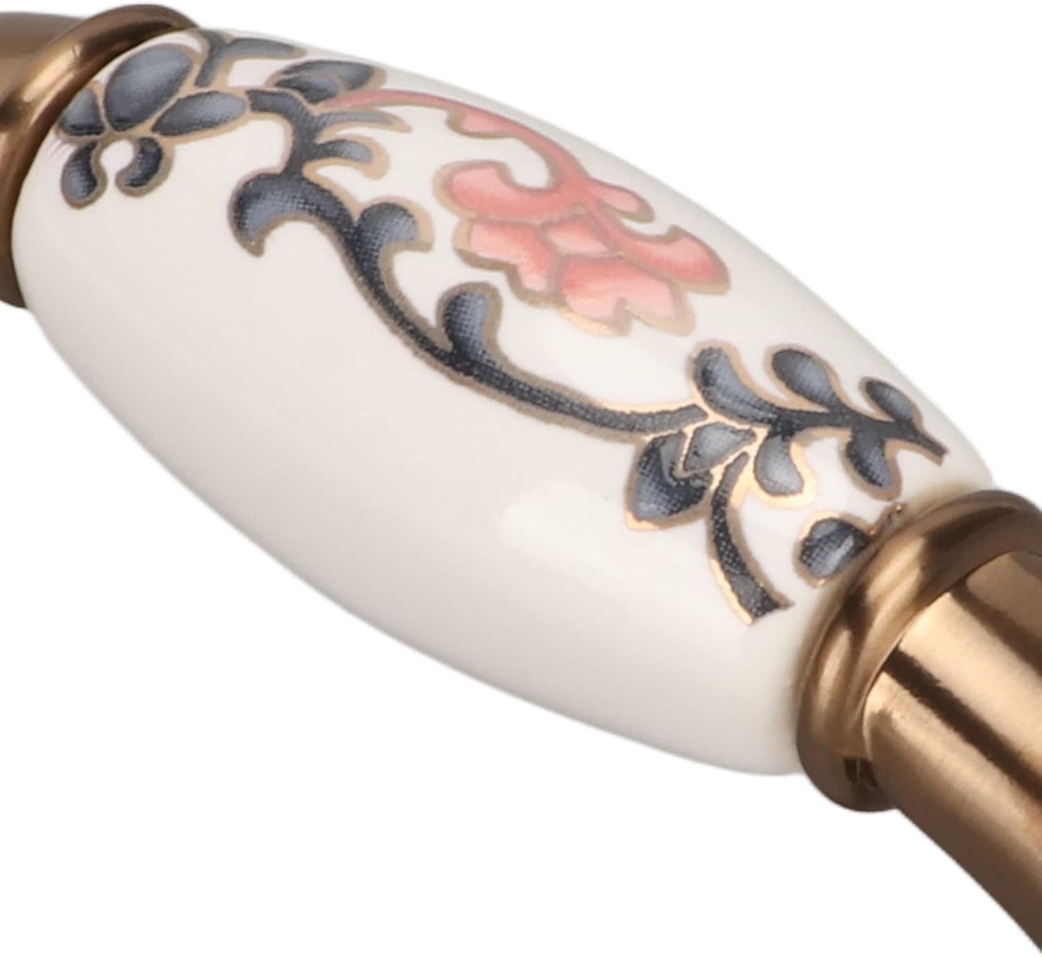 4 Sets Vintage Ceramic Dresser Handles, Ceramic Door Knobs, 3 inch Hole Centers Ceramics Kitchen Drawer Pulls with Zinc Alloy Hardware for Bedroom and Kitchen