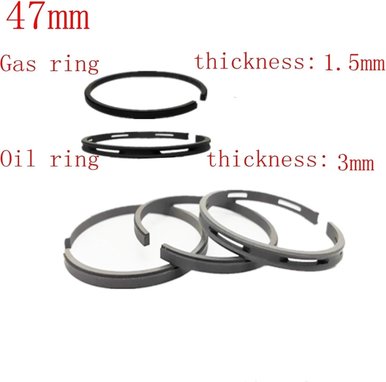 3 in 1 Set Air Compressor 42mm/47mm/48mm/50mm/51mm Outer Diameter Balance Sealing Piston(OD) Ring (Size : 50mm)