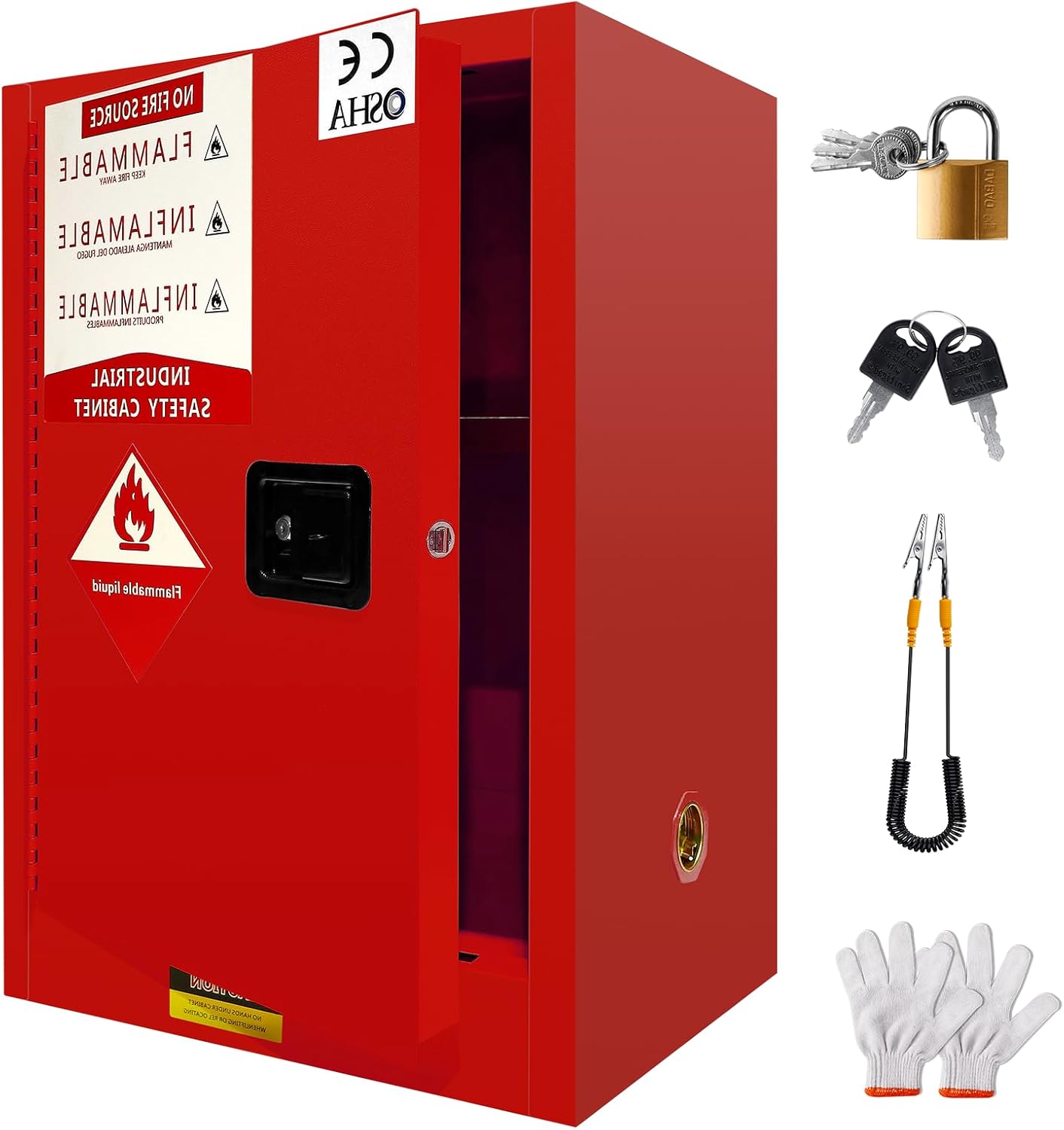 Flammable Cabinets, Galvanized Steel Safety Cabinet, Adjustable Shelf Flammable Storage Cabinet, for Commercial Industrial and Home Use, Yellow: Industrial & Scientific (Red, 24 Gallon)