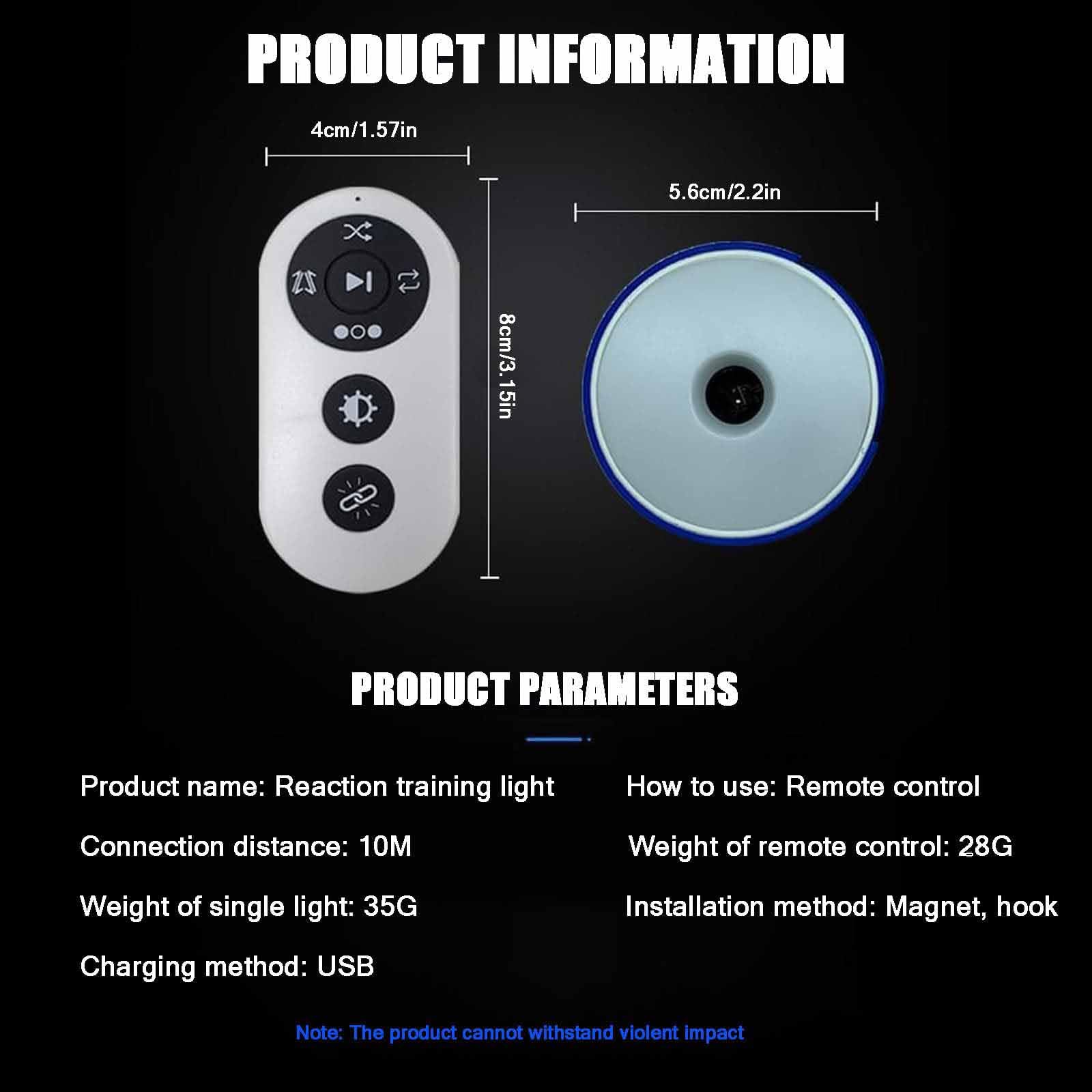Lámpara De Entrenamiento De Reacción Ágil (4/6/8/10 Luces), Control Remoto + Panel Adhesivo Magnético, 4 Modos Y 4 Ajustes De Color, Ideal Para Entrenamiento Físico De Fútbol Y Boxeo. ,8 lights