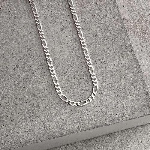 Image of TRUESILVER ACPL Italian 925 Sterling Silver 3.5MM Solid Diamond-Cut Figaro Link Chain Necklace for Women Men (16, 18, 20, 22, 24, 26 Inches)