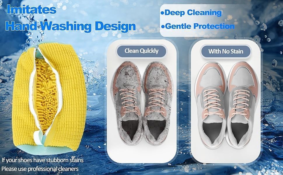 Image of Glivary Shoe washing machine bag, Laundry shoe pouch for washer and dryer, Reusable and Durable Zipper Plush Washing Machine Bag for Sneakers, Delicates and Toys(Laundry Bag) (yellow /grey, pack of 2)