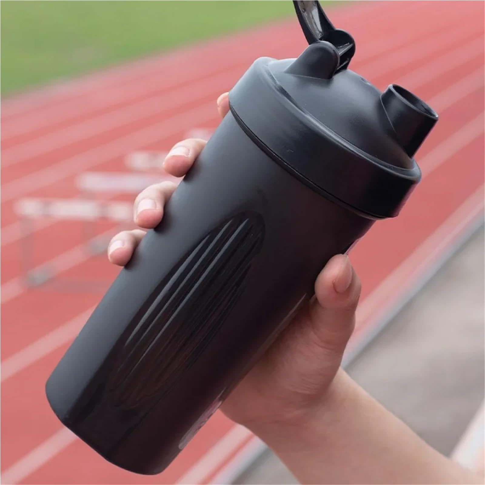 Tragbare Flasche aus Kunststoff, Protein-Shaker, für leidenschaftliche Athleten, Fiess, Getränke, auslaufsicher (Rot)