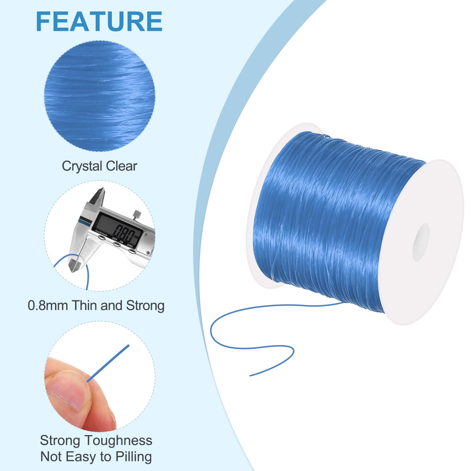 PATIKIL Elastic String for Bracelets, 0.8mm x 131-Yard Stretchy Bracelet String Stretch Bead Cord for Seed Beads, Jewelry and Bracelets Making, Sky Blue - Image 3