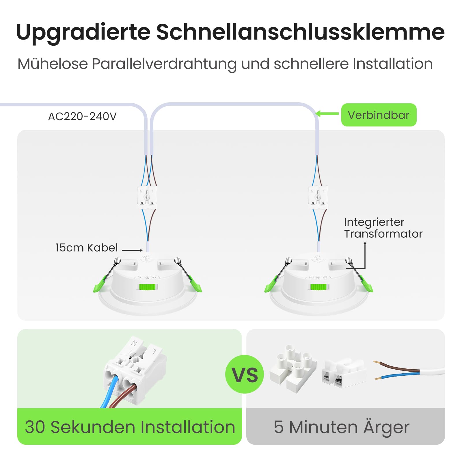 ALUSSO 12 Stück Einbaustrahler Led,7W LED Einbaustrahler Dimmbar AC 220-240V,Warmweiß 3000K Neutralweiß 4000K Kaltweiß 6500K IP44 Deckenspots für Badezimmer Küche Wohnzimmer,Weiß