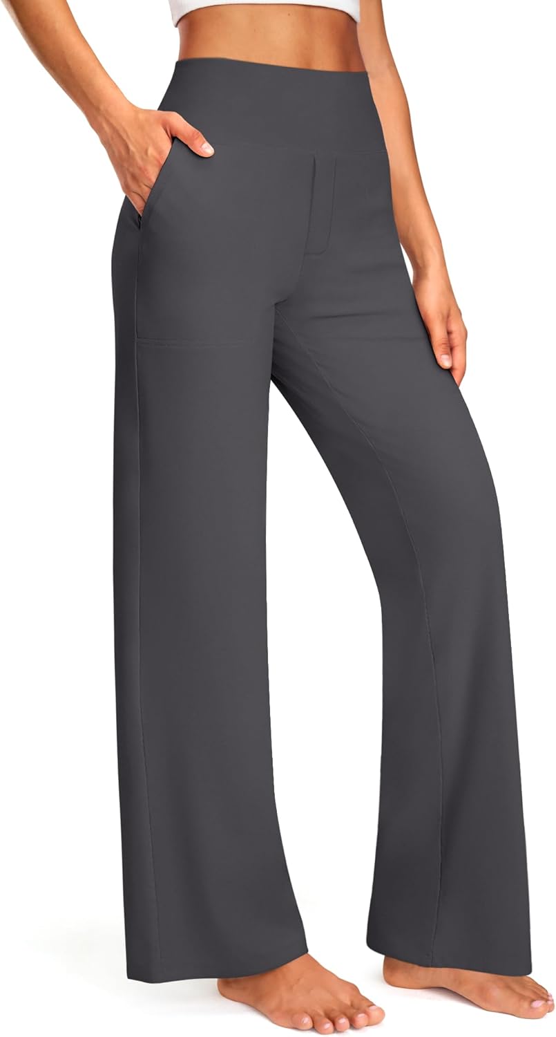 Blue Breath Yoga Pants Women Wide Leg Pants with Pockets High Waist Stretch Dress Casual Sweatpants Petite/Regular/Tall