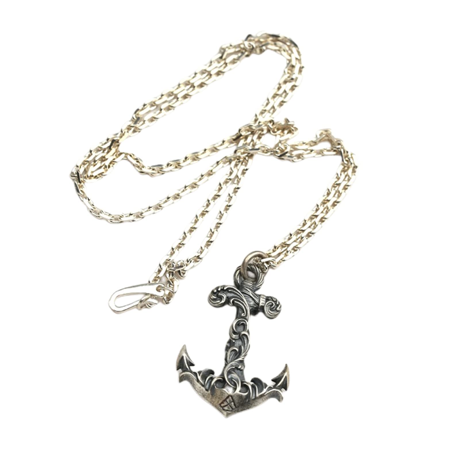Amazon.com: Inghome Vintage 925 Silver Tang Grass Anchor Necklace 
