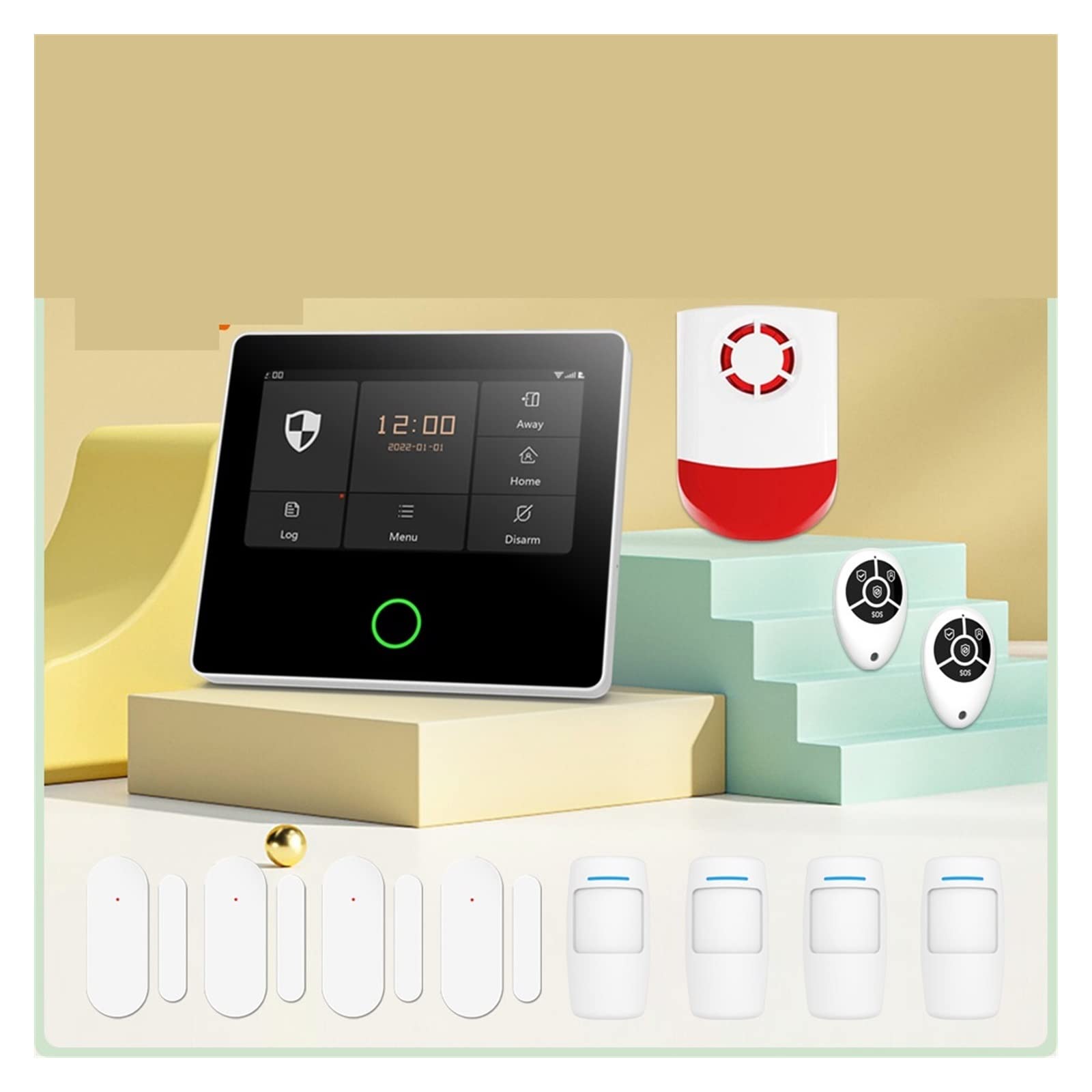 Sistema di Allarme di Sicurezza Domestica, di Allarme Sicurezza Domestica 4G Wireless Tuya Smart Burglar Kit Sirena Integrata Funziona con Telecomando App(Set-O 9Kit)