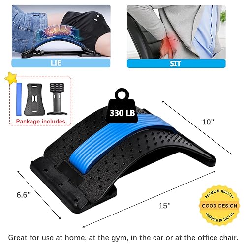 Miniatura 5 de Estirador de espalda dispositivo lumbar para aliviar el dolor de espalda 4 niveles cubierta de borde de columna vertebral galleta lumbar alivio del