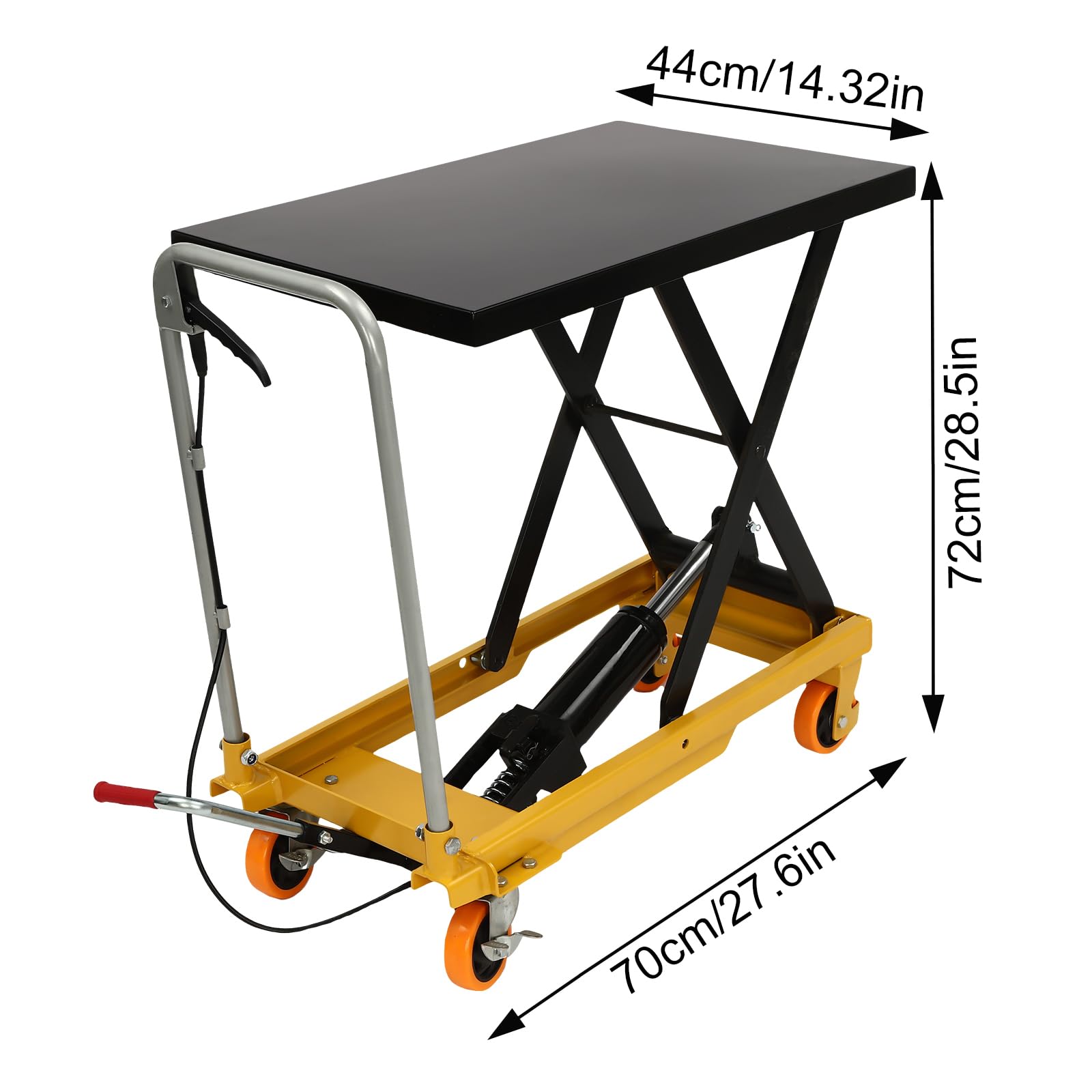 INPAITOO Hydraulic Scissor Hydraulic Lift Table Cart 500LBS Manual Scissor Lift Table, Hydraulic Scissor Lift Table with Wheels, Hydraulic Scissor Cart for Material Handling (Black)| US Stock