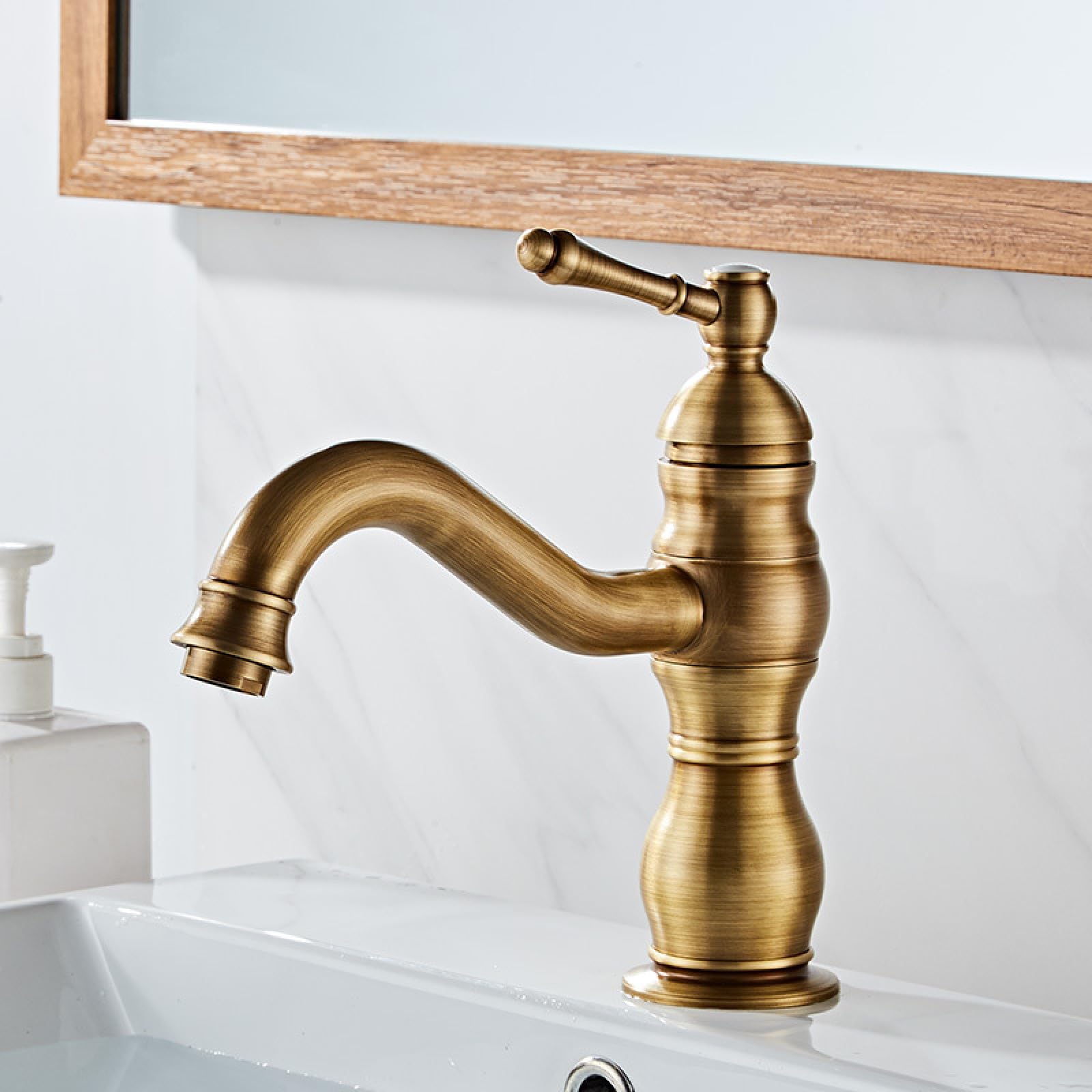 Fanjubei Antique-Style Dwarf Bathroom All-Copper Hot And Cold Basin Faucet
