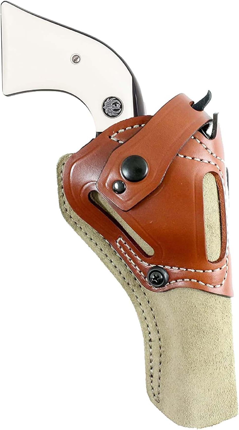 Wild Hog Leather Revolver Holster - OWB Gun Holster, Top Grain Steer Hide, Fits Standard 1911 Models 5", from Colt, S&W, Sig Sauer, Ruger, Kimber, Springfield, and Others - Ambidextrous, Tan