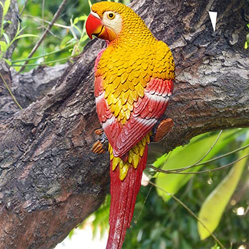 Ascebrk Parrot Statues For Garden, Indoor Outdoor Parrot Statues And Figurines,Resin Hanging Macaw Sculpture Wall Decorations Tree Animal Birds Statues Tropical Decor For Patio Lawn Yard Home #TOP3