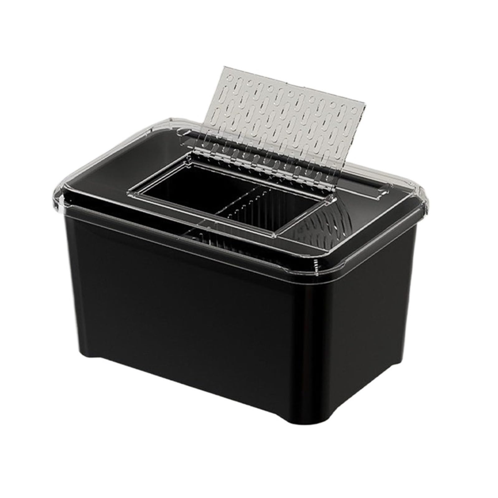 Caja de alimentación de tortuga para tanque de reptiles, aislamiento y tabla de sedimentación de tortugas, uso doméstico, fácil montaje (negro)
