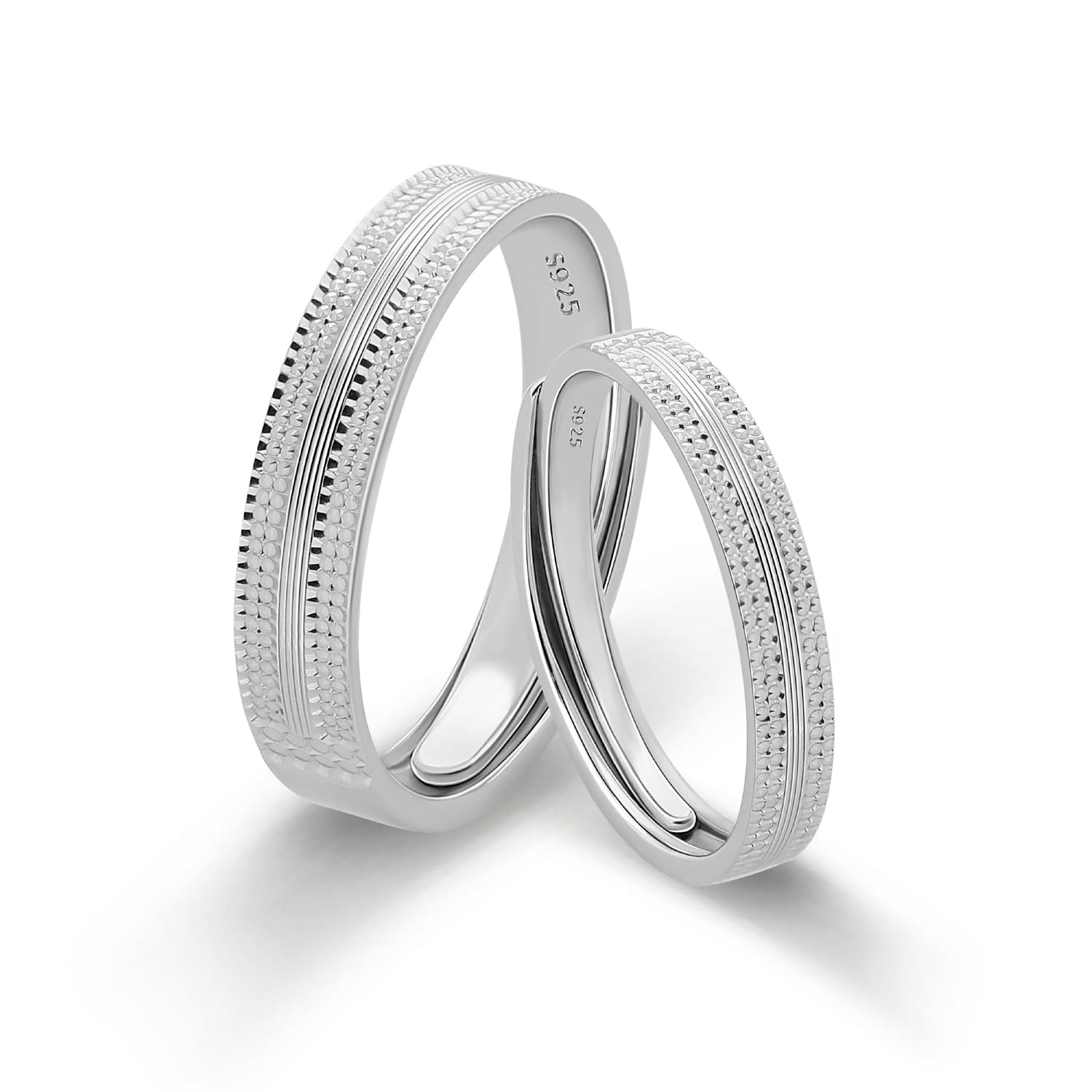 Meissa Meissa Conjunto de 2 Anillos de Boda de Plata Esterlina Meissa para Él y Ella, Juego de Anillos Promesa a Juego, Regalos de Aniversario, Conjunto de Dos Anillos