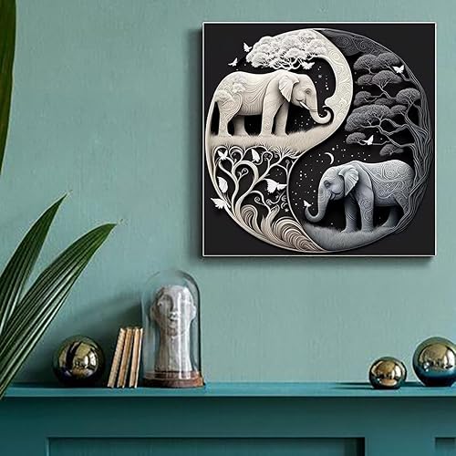 Miniatura 2 de Eiazuiks Kits de pintura de diamantes para adultos, elefante 5D DIY kits de arte de diamantes de perforación completa para regalo, decoración de