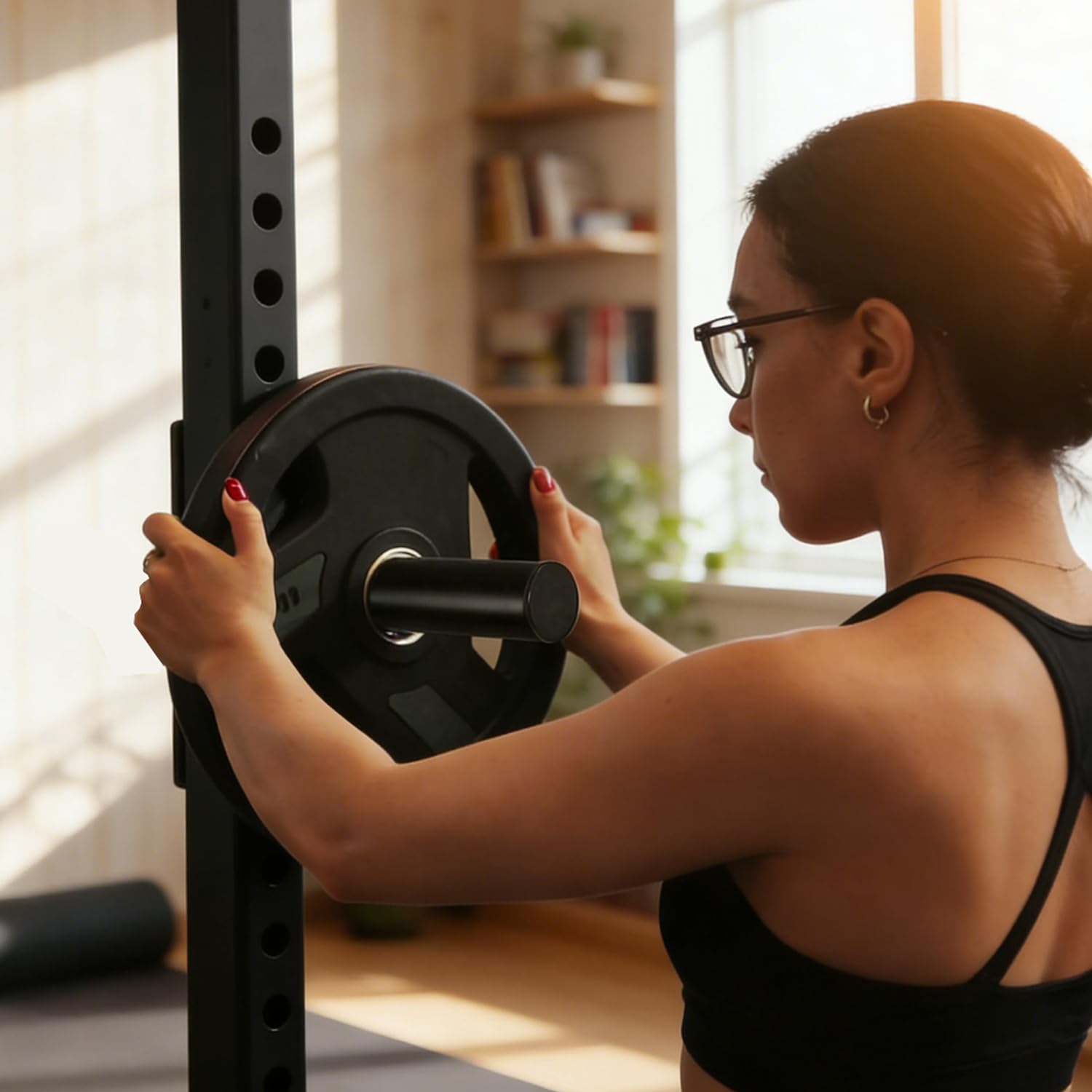 2-teiliges Set Squat Rack Aufbewahrungsstange für Langhantelstange 50mm, Kompatibel mit 26mm Säulen, Robustes Design und Einfache Montage