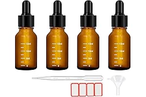 4PCS 0.5OZ 15ML THICK AMBER ESSENTIAL OIL BOTTLES WITH PIPETTE