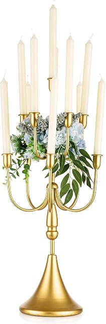 Inweder Gold Wedding Candelabra Centrepiece - 11 Arms Table Candelabras 67cm Tall Floor Standing Candle Holders Candelabra Candle Holder Metal Candlestick Holders for Party Event Ceremony Home Decor