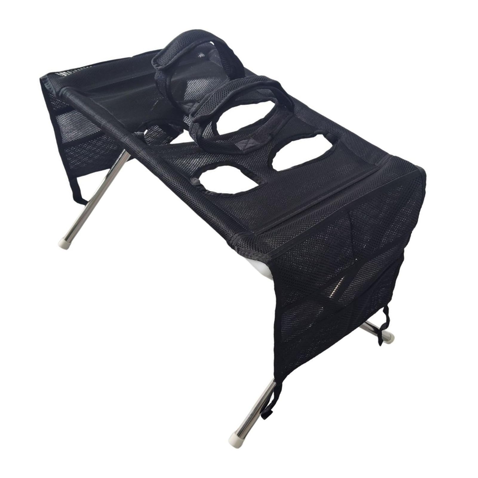 Pet Grooming Table, Pet Grooming Hammock with Foldable Stand, 4-Hole or 8-Hole, Washing Station for Cats, Small Dogs, Bathing, Nail Trimmingss Black B