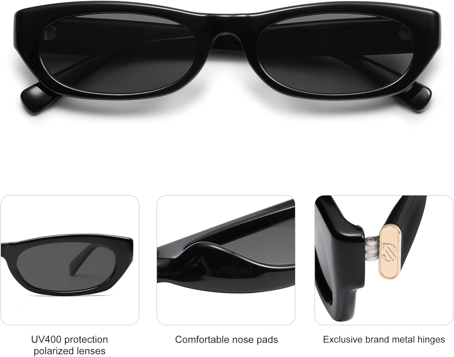 SOJOS Trendy Small Rectangle Polarized Sunglasses for Women Men Retro Y2K Narrow Thin Skinny Sunnies SJ2363 - Image 4