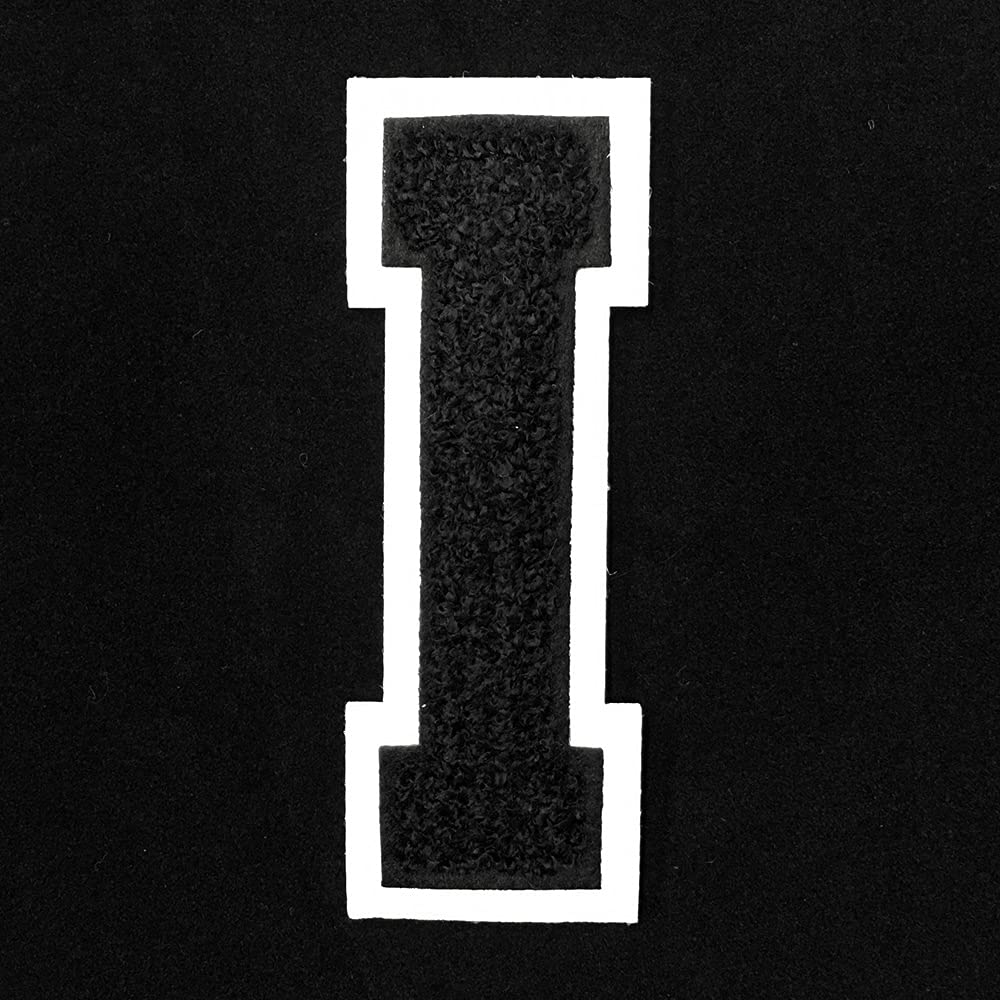 Letter I - Chenille Stitch Varsity Iron-On Patch by pc, 4-1/2", TR-11648 (Black/White)