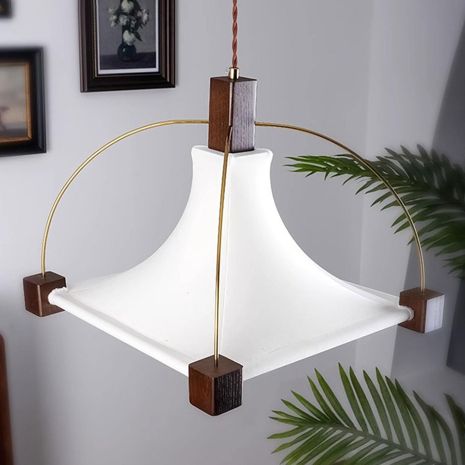 19,69-calowa lampa wisząca do salonu z materiału, kreatywna, w kształcie namiotu, E26, ciepłe światło, regulowana, odpowiednia do gabinetu, herbaciarni, kuchennej wyspy