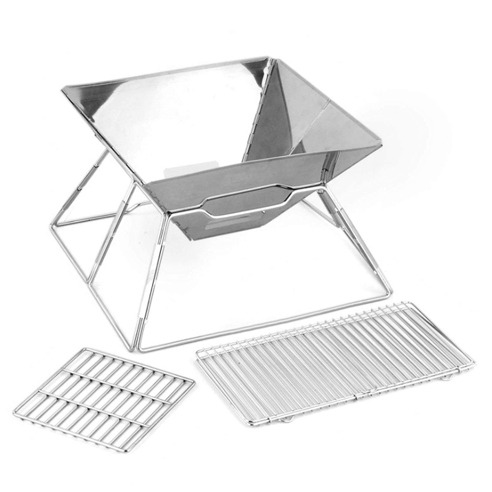 Zusammenklappbarer Grillständer Aus Edelstahl - Perfekt Für Camping Und Picknick