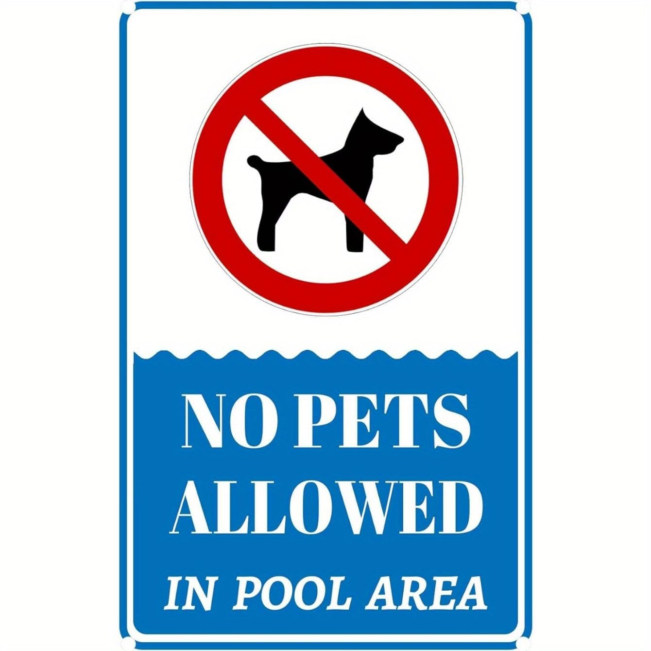 "Pool Area No Pets Allowed" Metal Sign, Pool Safety Sign, Pools Decorations, Sturdy Aluminum Rust Free Watherproof 30x40 CM