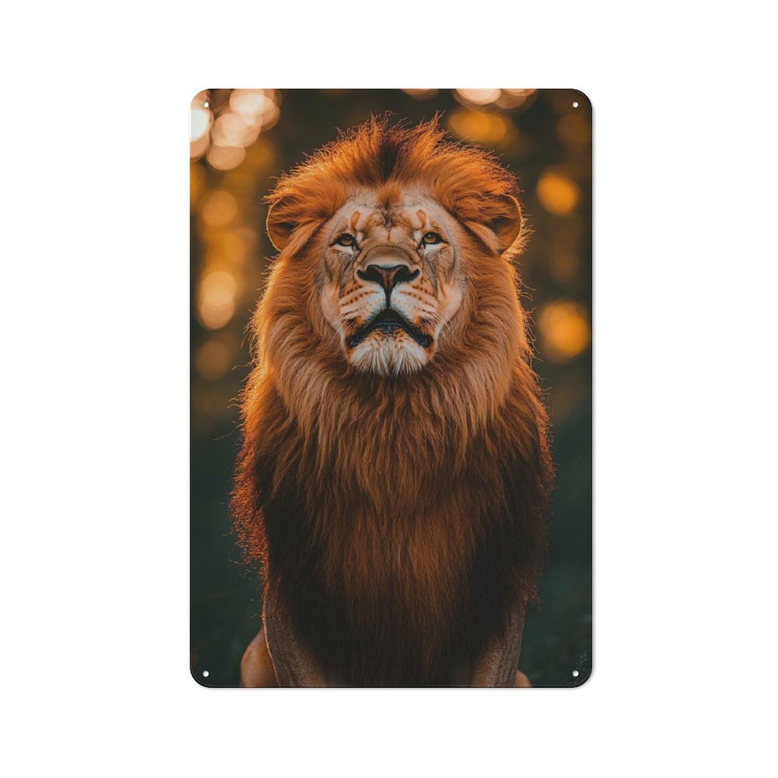 30x20cm Rustic Metal Plaque with Majestic Lion Portrait for Café Or Restaurant, for Themed Interiors in Cafés And Restaurants