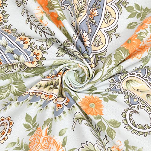 Image of LINENWALAS Cotton Curtains Set of 2, Canvas Window Curtains for Home Decor, Hangs Elegantly with Back Loops (4.5ft x 5 ft,) Spring Paisley