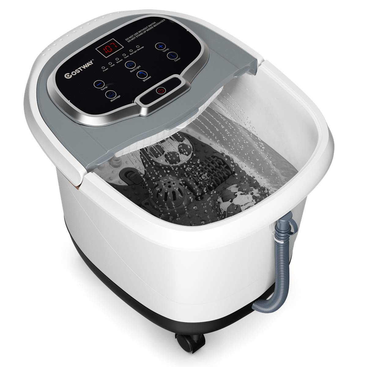 COSTWAY Bain de Pieds Hydromasseur, 500W, 6 rouleaux, chauffage rapide
