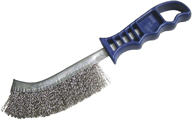 Faithfull FAIWBHANDSS Stainless Steel Crimped Wire Scratch Brush Blue Handle 25 cm Long