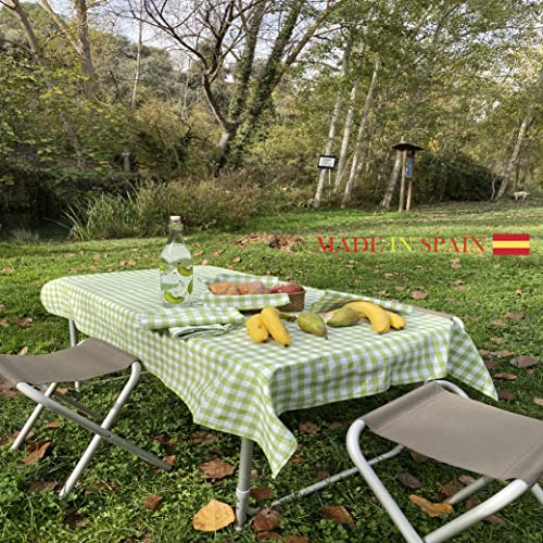 LAN&LAN – Tovaglia Rettangolare a quadretti in tessuto per uso interno ed esterno, Tovaglie elegante (Pistacchio, 140 x 100) - immagine 6