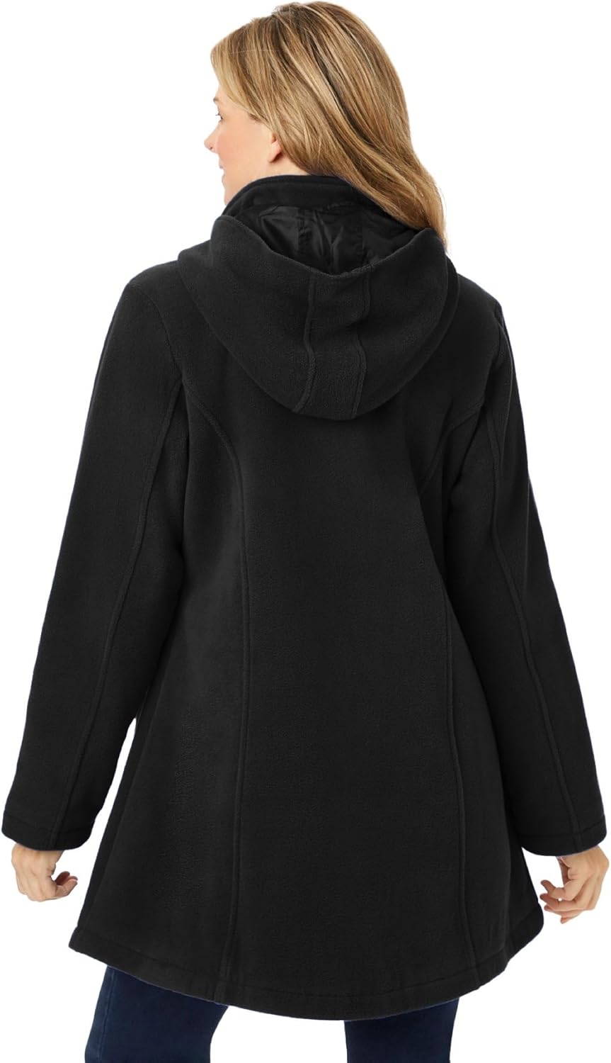 Woman Within Plus Size Hooded A-Line Fleece Coat