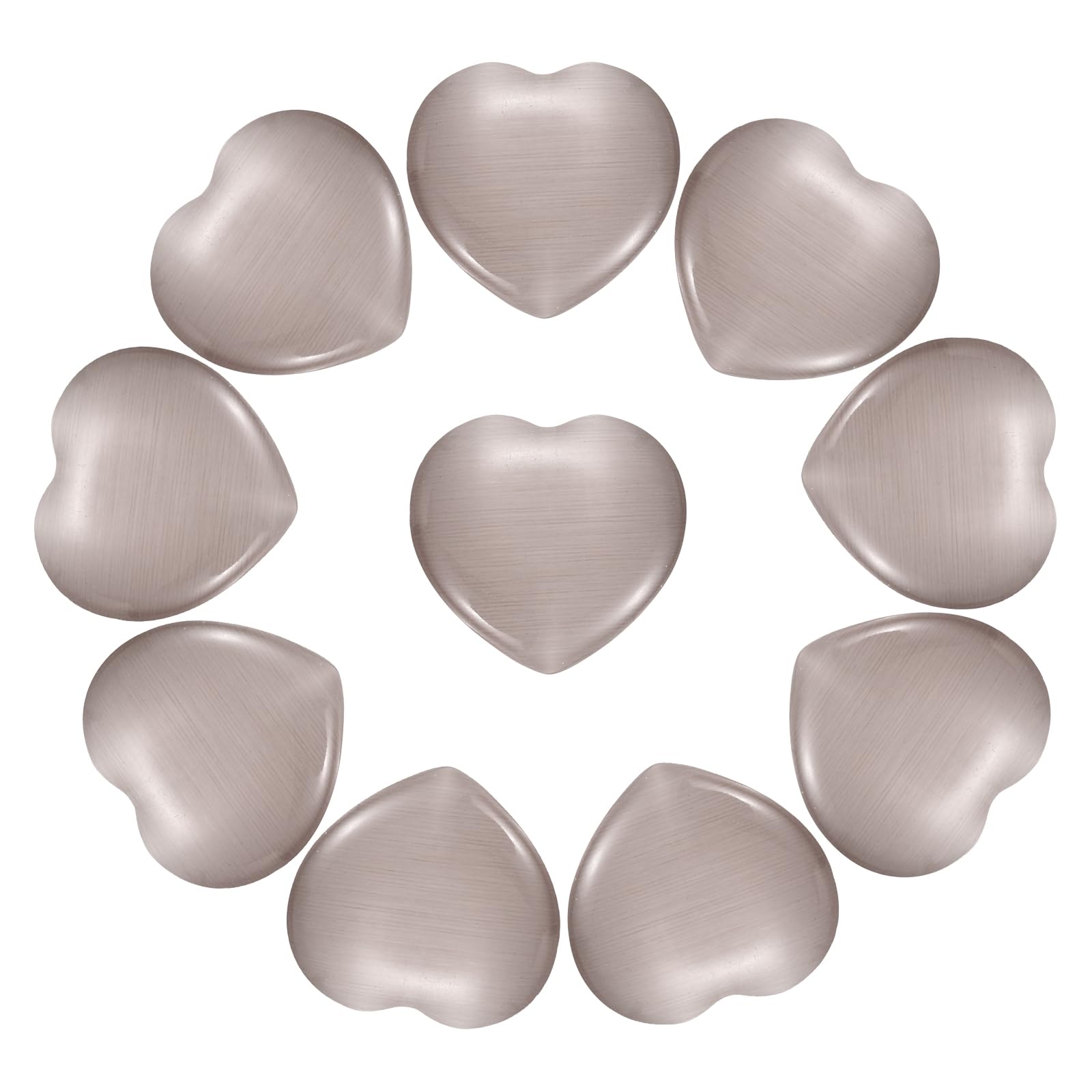 PATIKIL 10Pcs Natural Heart Shaped Crystal Stone, 0.8" Polished Love Gemstone Crystal, Pocket Rock Engraved Worry Stones for Women Valentines Gift Meditation 0.24" Thick, Purple Cats Eye