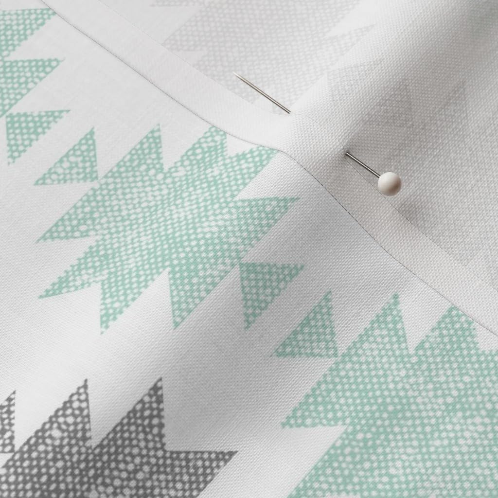 Spoonflower Fabric - Modern Gray Mint Trendy Boho Print Woodland Printed on Petal Signature Cotton Fabric Fat Quarter - Sewing Quilting Apparel Crafts Decor