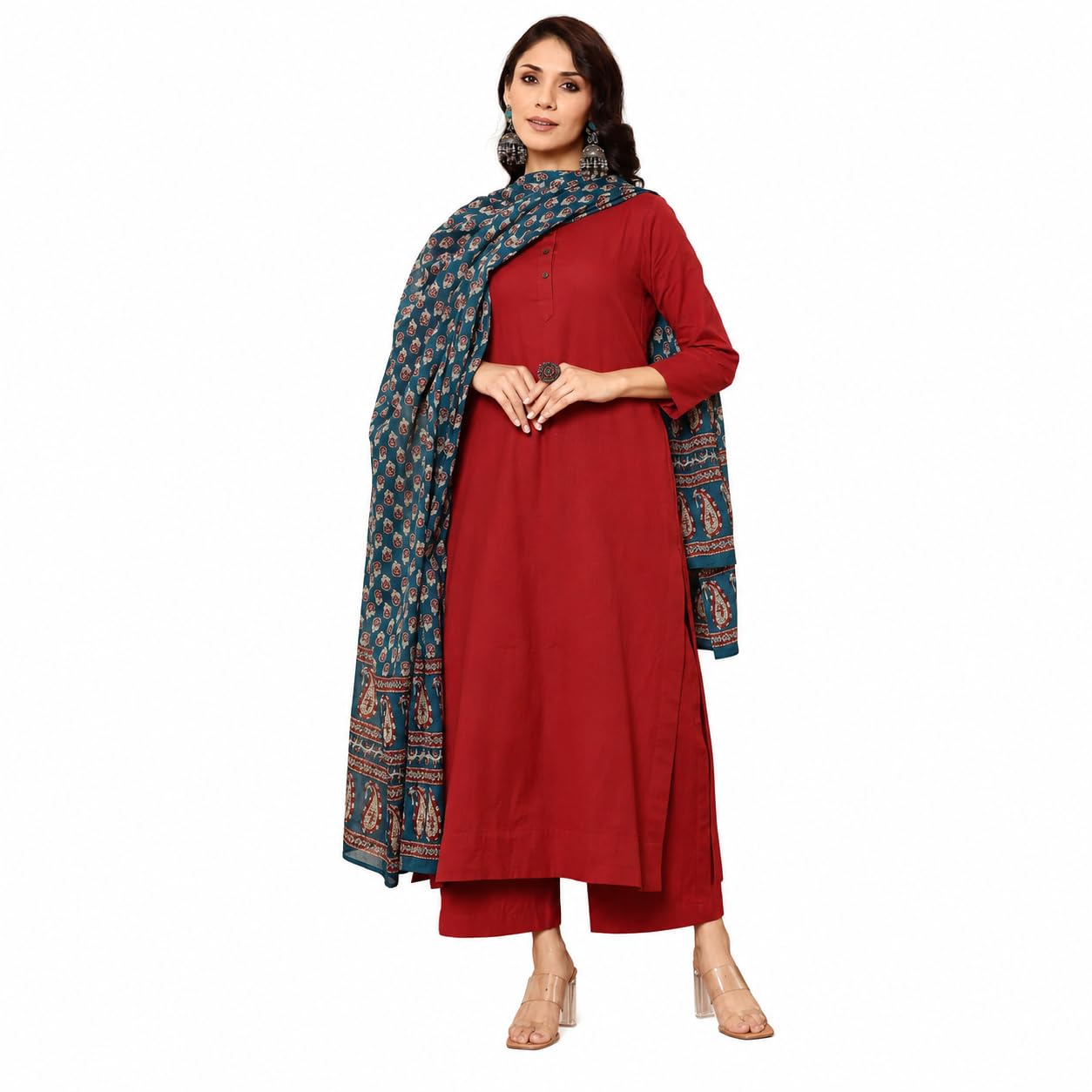 Cotton A-line Kurta And Pant Set With Dupatta, Kurta Set | 3-Piece Festive Ethnic Wear for Women | Ethnic Kurta Set for Women | Daily, Office wear & Festive Traditional-image-39