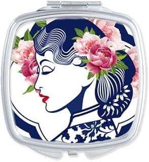 Chinese Culture Pink Beauty Square Mirror Por...