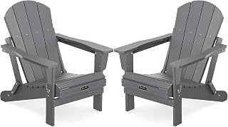 SERWALL Adirondack Chair Set of 2 for Patio Garden Outdoors Fire Pit- (Folding Gray)