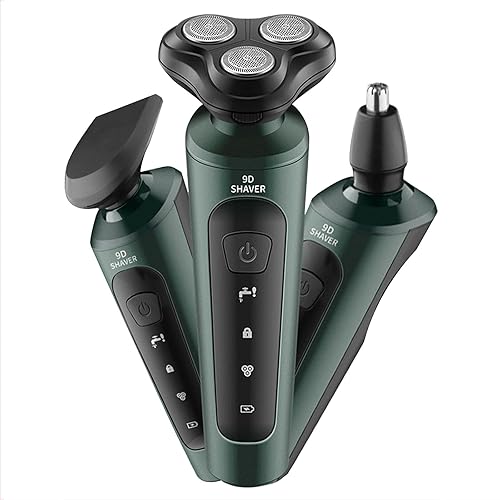 Afeitadora eléctrica para hombre, lavable, multifuncional, recortadora de barba, rotativa, sin cordón, recortadora de nariz, afeitadora húmeda y