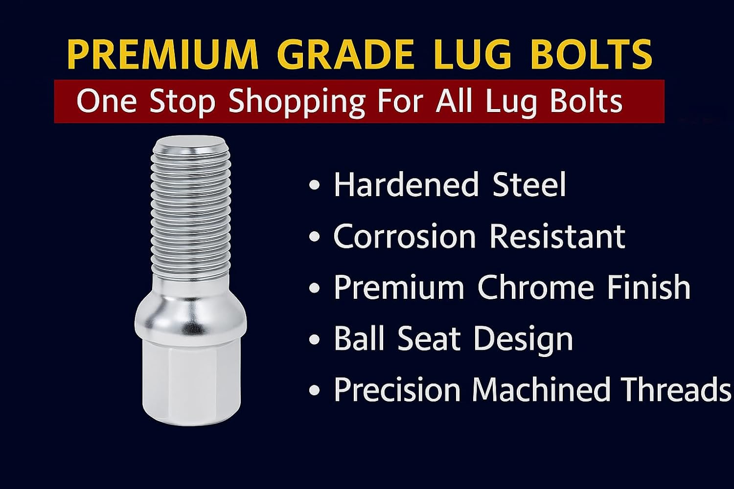 20 Pcs Lug Bolts Ball Seat 14x1.5 Thread 60mm Shank