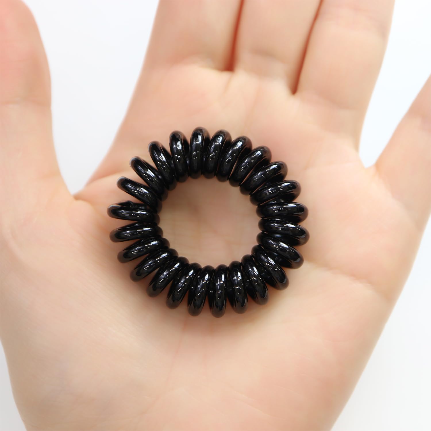 Amazon | スプリングヘアゴム 髪ゴム【ブラック】黒 跡がつかない 髪