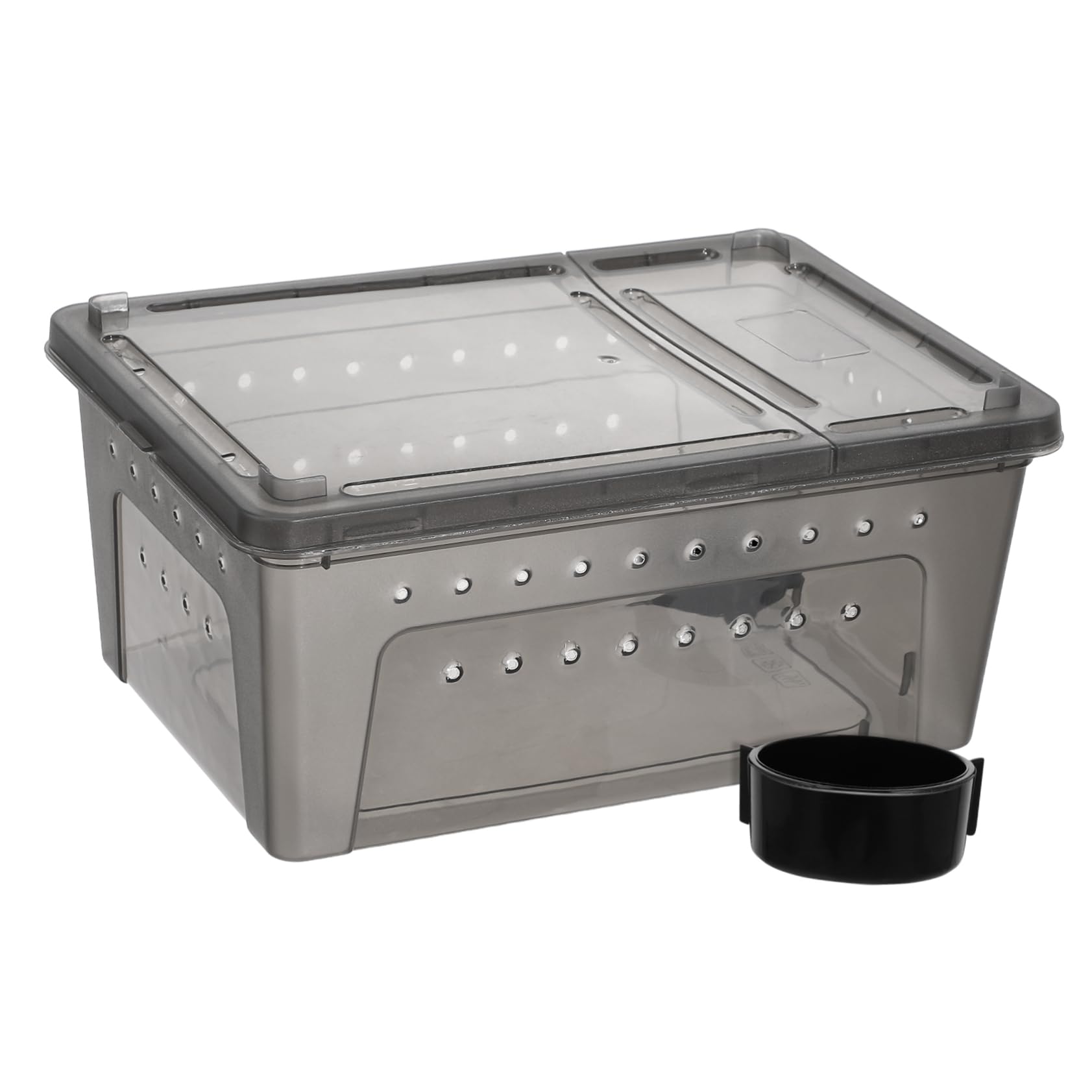 VICASKY Reptile Box with Feeder Plastic Terrarium Cage for Small Crawling Pets Easy Assembly Ventilated Pet Breeding Box 10.24X7.09X4.53In