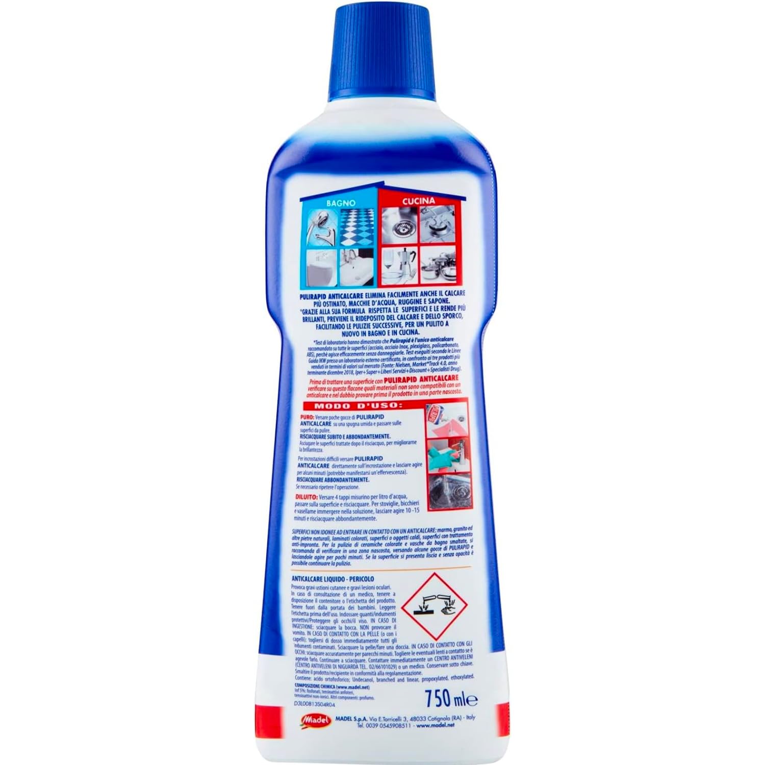 Detergente anticalcare igienizzante per bagno e cucina – formula concentrata – 750ml kit con Spugna Brandizzata SPESA & RISPARMIO Inclusa – Variazioni 4/8/12 Pezzi (4)