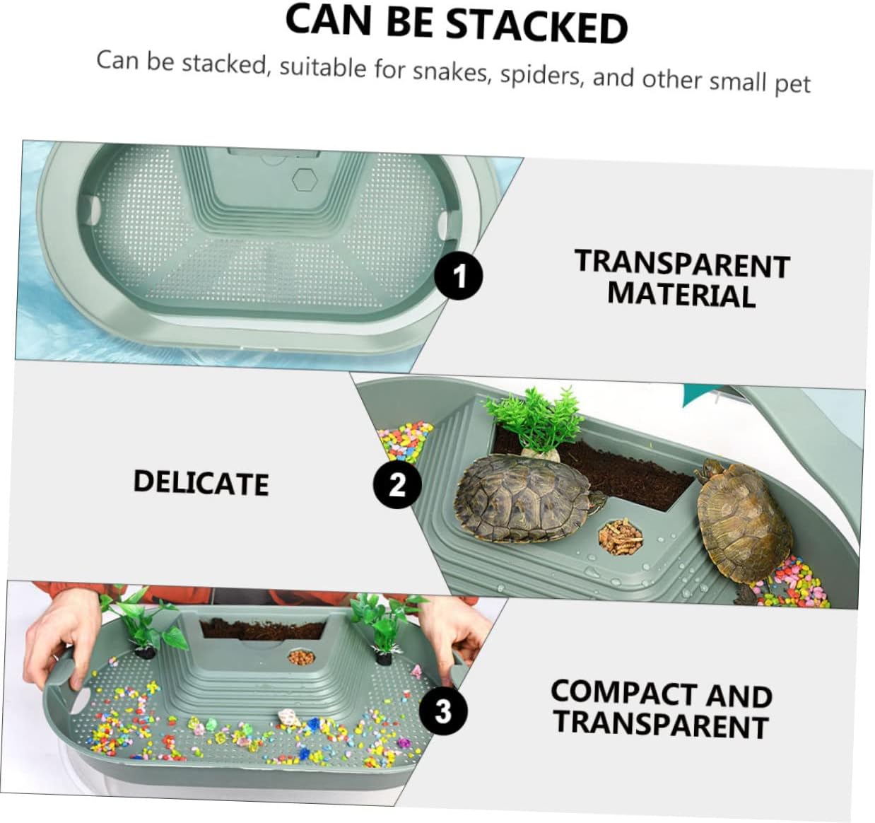 Turtle Tank Terrarium with Basking Platform 20-Gallon Reptile Aquarium for Turtles and Aquatic Pets Sturdy Non-Toxic Materials Easy to Clean